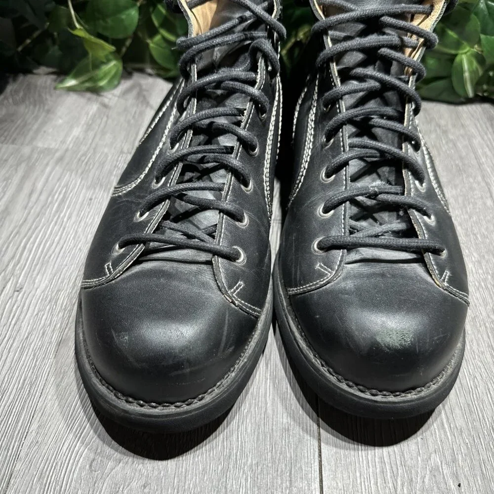 Vintage Mens John Fluevog Boots Black Lace Up Size 14